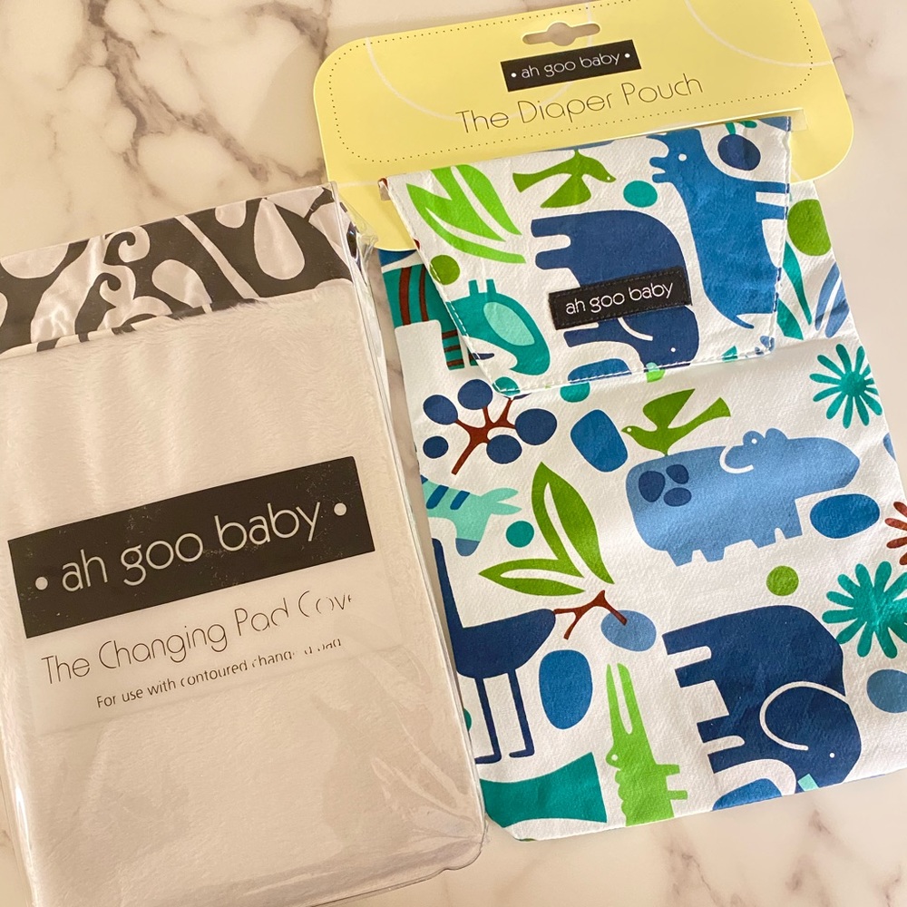 Cotton Changing Pad + Diaper Travel Pouch bundle